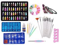 D.B.Z. ® Super Value Combo Kit of Nail Art Tools – Nail Art Glitters, Nail Stamping Image Plates, Silicone Stamper, Nail Art Brush set, Nail Dotting Tool Set (178 Pcs Combo)