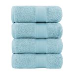 Kinton Crafts Premium Bath Towels Ultra Soft (Pack of 4-70x140cm- 580GSM) Cotton Towels for Bath|Luxury Fast Drying|High Absorbency|Ideal for Multipurpose Home|Gym|Spa|Hotel|Lightweight- Sky Blue