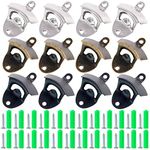 Swpeet 12Pcs 3 Colors Wall Mount Bottle Opener Kit with Screws, Vintage Rustic Bar Bottle Opener Wall Mount Rustic Beer Cap Opener with Mounting Screws for Kitchen Cafe Bars - Sliver, Bronze, Black