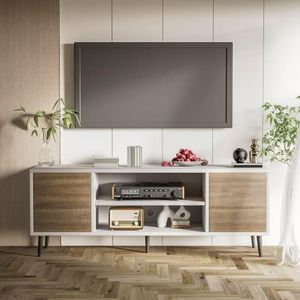 JUMMICO TV Console Table, Wood, Oak, One size