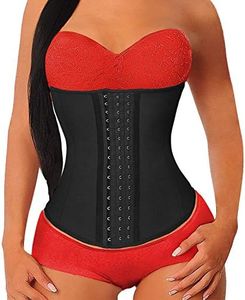 YIANNA Waist Trainer for Women Latex Steel Boned Corset Sport Tummy Control Body Shaper Cincher, 1 - Black ( 9 Steel Boned ), 3XL