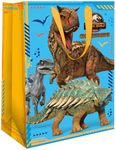 Jurassic Park Boys Gift Bag, Perfect for Birthday Boys of Any Age, Dinosaur Gift Bag, Size 33 x 26 x 13.5 cm, Blue & Yellow