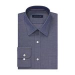 Tommy Hilfiger Men's Dress Shirt Regular Fit Non Iron Solid, Night Blue, 16.5" Neck 34"-35" Sleeve