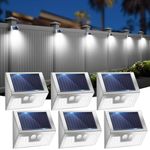 vighep Solar Lights Outdoor Motion Sensor- Stainless Steel Led Security Lights IP65 Waterproof, 3 Lighting Modes, Brushed Nickel Pir Flood Lights for Wall Garden Yard Path - 6 Pack(Silver)