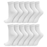 Socksmad Boys and Girls Socks Size 9-12 - 12 Pairs Boys and Girls School Socks - Childrens Socks - Durable, Cotton-Rich, Ankle Length - Back to School Essentials for Kids - White Colour