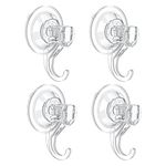 Suction Cup Hooks, VIS'V Small Clear Heavy Duty Vacuum Suction Hooks Shower Wall Suction Cup Hangers Removable Reusable Window Glass Door Suction Holder for Bathroom Kitchen Decor - 4 Pcs