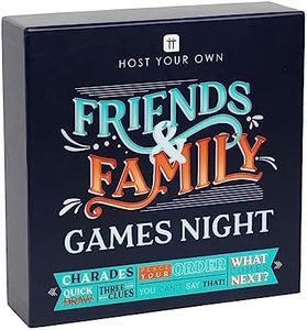 Talking Tables Friends & Family Games Night Board Game | 6 Classic Party Games Including Charades, Quick Draw and Three Clues | Acting, Singing, Drawing, Trivia Questions for Kids, Adults, Gift