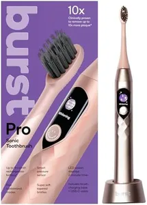 Burst Pro Sonic Toothbrush for Adults - Advanced Electric Toothbrush with Soft Bristles, 33,000 Vibrations, Long-Lasting Battery, and Multiple Brushing Modes - Rose Gold