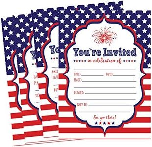 50 Patriotic Summer BBQ Party Invitations for Children, Kids, Teens Adults Fourth Barbecue Cards, Red White and Blue 4th of July Military Graduation Pool Family Reunion Invite, Picnic Cookout Invites