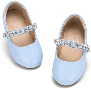 THEE BRON Toddler/Little Girl Mary Jane Flats Princess Dress Shoes(AF508 Toddler,Blue/6M)