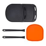 Reversible Cast Iron Sizzler Plates-Pizza Oven/Cookware Accessories for Outdoor / Indoor Pizza Oven,Camping,BBQ Grilling and Kitchen,Grizzler Griddle Skillet Pan with Silicone Mat,2 Lifting Handles