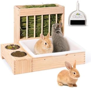 3-in-1 Rabbit Hay Feeder with Litter Box, Bowl Tray for Small Bunnies