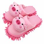 Selric Cute Piggy Mircofiber Dusting Slippers Closed Toe Slippers Pink, Chenille Cleaning Mop Slippers Floor Mop Shoes Detachable Cleaning Tool 9 7/9 Inches Size:5.5-8.5