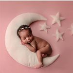 The Purple Tree Moon and Star Cushion Baby Photo Shoot Prop Accessories (Pack of 1 Moon and 5 Star, White) Cute Props for Babies, Newborn Photography Props