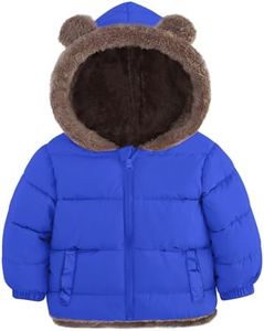 ADUKIDE Toddler Blue Coat Size 6-12 Months Baby Boys Puffy Jacket with Bear Ear Warm Fleece Hooded 0uterwear for Gift