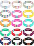 30 Pieces Heishi Bracelets Surfer Beaded Bracelets Rainbow Clay Bracelets Boho Friendship Stackable Bracelets Summer Beach Bracelet Set