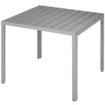 TecTake® Square Garden Table - Wood-Look Top, Weatherproof Aluminium Frame, Plastic Feet - Easy Assembly - Versatile Outdoor and Indoor Use - Ideal for Patio, Home, Dining & Coffee - Silver