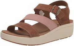 KEEN Women's Ellecity Backstrap Open Toe Adjustable Comfortable Platform Wedge Sandal, Toasted Coconut/Fawn, 10