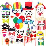 Abaodam Carnival Decorations Clown Decor 36 PCS Carnival Photo Booth Props Funny Circus Theme Party Decorations for Wedding Birthday Bachelorette Photo Ornament Wedding Decoration