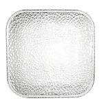 HOMIES 6 Inch Square Designer Glass Dessert Plates, Small Mini Appetizer, Fruit, Salad and Cake Plates, Set of 6 (Hammered Smokey)