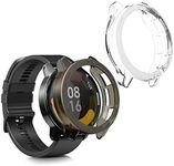 kwmobile Frame Cover Compatible with Xiaomi Watch S1 Active Cover (2-Pack) - Clear Silicone Case - Black/Transparent