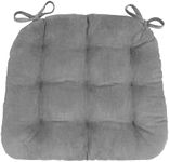 Barnett Home Decor Dining Chair Pad with Ties Corduroy Grey - 15 x 17 - Reversible, Latex Foam Fill Cushion, Machine Washable, Pinwale (Gray - XL)