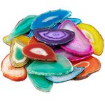 mookaitedecor 10pcs Assorted Agate Slices Pendants for Jewellery Making DIY, Drilled Geode Slice Colourful Crystals and Gemstones Healing Agate Crystal Wind Chime Pendant Large Stone Jewelry Pendants