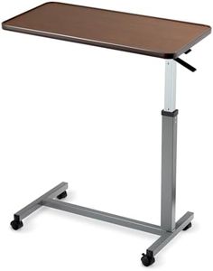 Invacare Hospital Style Overbed Table with Auto-Touch Adjustable Height and Wheels, Fits Over Beds and Bedside, 6417