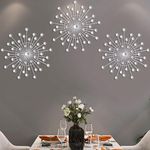 Uaussi Metal Rhinestones Sunburst Wall Décor Crystal Burst Wall Art Wall Hanging Sculptures for Bedroom Living Room Garden-Silver