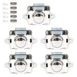 Push Button Catch Push Door Lock Button Catch Lock Motorhome Furniture Cabinet Lock Catch Push Button Catch Lock Rotary Knob Lock for Campers, Caravans, Vans, Yachts, Boats (5 Pack Chrome)