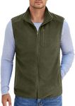 COOFANDY Mens Warm Sleeveless Vest Full-Zip Polar Fleece Vests Casual Outerwear With Pockets, Army Green, Large