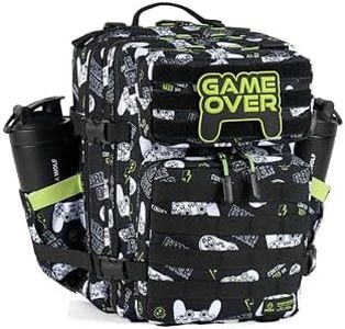 WOLFpak 25L Athletic Gym Backpack (Game Over) Durable 1000D Waterproof Oxford Material w/MOLLE Webbing, Laptop Pocket & Dual Cup Holders, Durable Fitness/Travel/Military Daypack