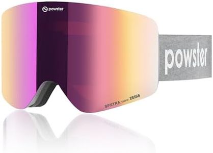 Powster Ski Goggles Snow OTG Snowboard Goggles Magnetic Interchangeable Lens Frameless UV Protection Anti-fog mobile Skating Asteroid Pink Grey2.0