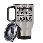 Giftme You Can't Buy Happiness, But You Can Buy A Tesla Christmas, Birthday, Friendship Day Travel Silver/White Tea/Coffee Mug. (Silver)