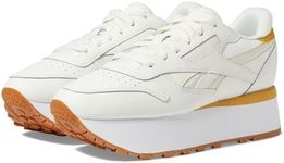 Reebok Women's Classic Leather Triple Lift Sneaker, Chalk/Chalk/Heritage Gold, 6