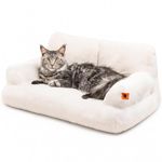 MEWOOFUN Stylish Cat Bed Fluffy and Soft Cat Sofa Dog Sofa, Small Dog Bed for Large Cats and Kittens - 66x48cm Cute Cat Bed Couch with Non-slip Bottom, White