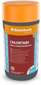 Steinbach Poolpflege Chlortabs 200 g langsamlöslich - 0752201TV00-1 kg - pH-neutral & kalkfrei - Für Dauerdesinfektion - Rückstandsfreie Auflösung - Wirkt gegen Viren & Pilze & Trübstoffe