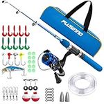 Kids Fishing Pole,Light and Portable Telescopic Fishing Rod and Reel Combos for Youth Fishing (Blue Set with Carry Bag, 115CM 45.27IN)