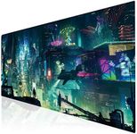 Imegny Extended Gaming Mouse Pad, Portable Keyboard & Mouse Mat with Stitched Edges + Non-Slip Rubber Base (type4 35.415.7Inch, Green city005)