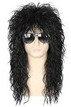 70s 80s Costumes Rocking Dude Wig Punk Metal Rocker Disco Mullet Wig Black Curly Wig