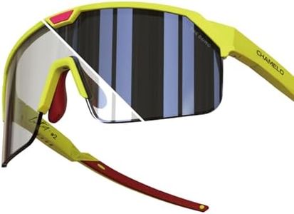 CHAMELO Domo Shield Smart Sports Sunglasses – Geraldo Perdomo Signature Edition – Adjustable Tint Baseball Eyewear with Sweatproof Frame, Tint Slider & 100% UV Protection – Neon Frame, Smoke Lenses