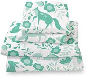 Where The Polka Dots Roam Green Folktale Full Size 4 Pieces Bedding Set, Super Soft Bedding, 1 Fitted Sheet, 1 Flat Sheet, 2 Pillowcases, Bedsheets for Kids, Boys, Girls, Seafoam Folk Tale Bedding