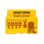 Master Lock 1482BP410 4-Padlock Capacity Lockout Station with Cover, Includes 4 Zenex Padlocks, Yellow