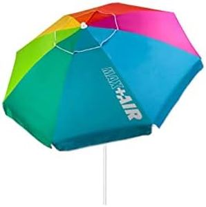Aktive 62221 - Sombrilla de playa grande, Ø200 cm, sombrilla resistente al viento, protección UV 50, multicolor, mástil 28-32 mm, mástil flexible, incluye bolsa de transporte, Aktive Beach