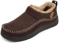 Zizor Men's Doyle Memory Foam Moccasin House Shoes Slippers(Coffee,Size 8)