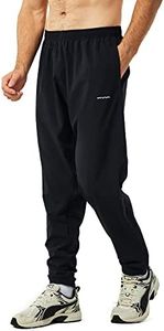 GRAMVAL Mens 4-Way Stretch Comfy Athletic Pants Open Bottom - Track Hiking Golf Gym Workout Jogger Pants with Pockets Black XL