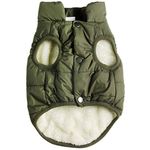 2 Layers Fleece Lined Super Warm Dog Jacket for Winter Cold Weather,Extra Soft Puppy Vest Windproof Doggie Coat by JoyDaog,Green XS