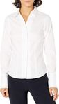 Calvin Klein Women's Long Sleeve Wrinkle Free Non-Iron Shirt, White, 16