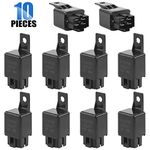 Glarks 10 Pack DC 12V 40 Amp 4-Pin SPST Electrical Relays Switch for Car Automotive Motor Van Boat Truck