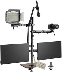 Mount-It! All in One Live Streaming Equipment | 5 Arm Streaming Desk Mount That Holds Dual Monitors, Cameras and Ring Light with Mic | YouTube Setup for Recording and Facebook Live Equipment